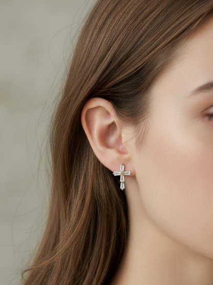 Ασημένια Σκουλαρίκια Cross