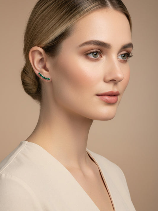 Σκουλαρίκια 925 με Πράσινες Πέτρες