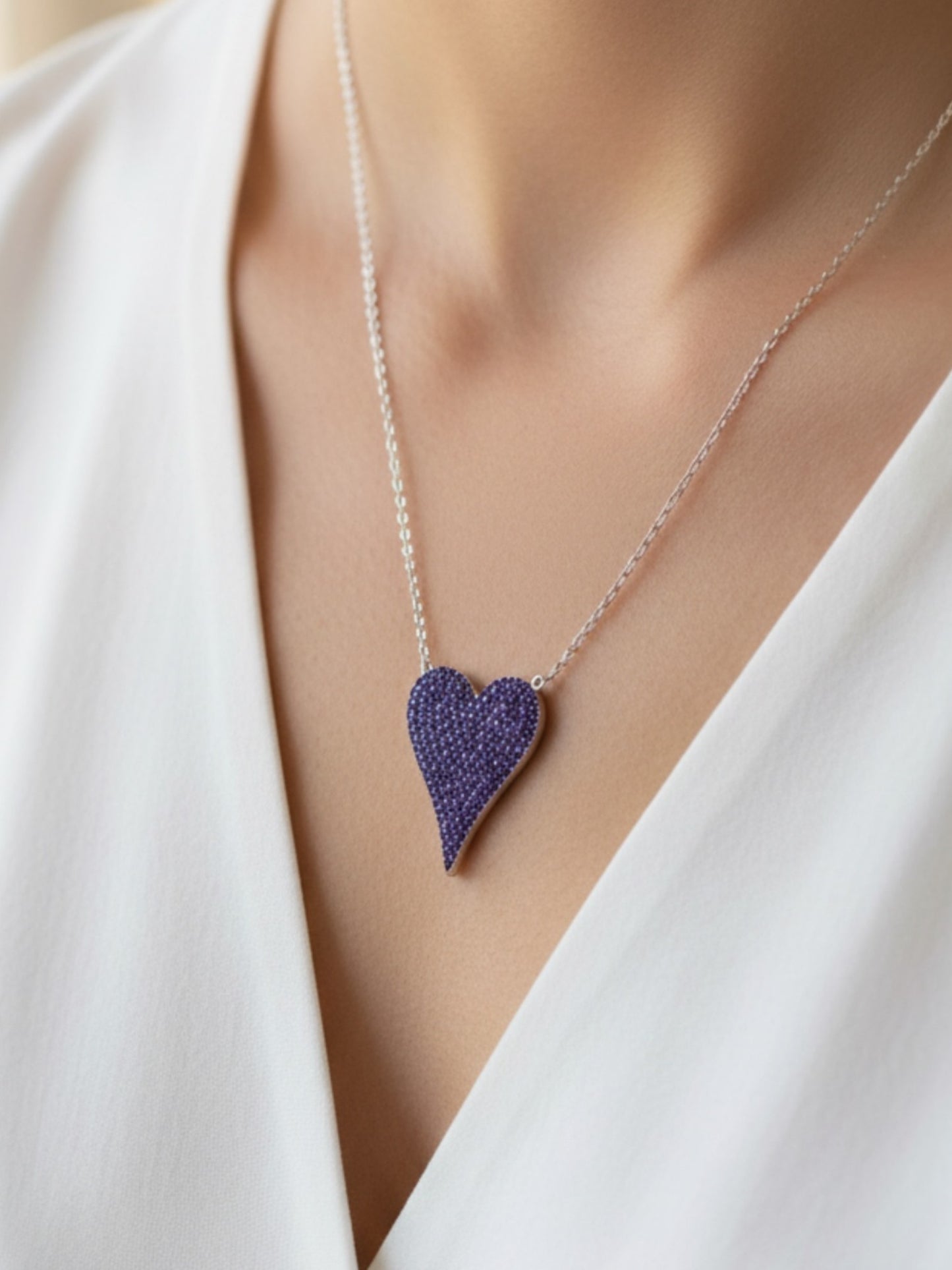 Ασημένιο Κολιέ Purple Heart