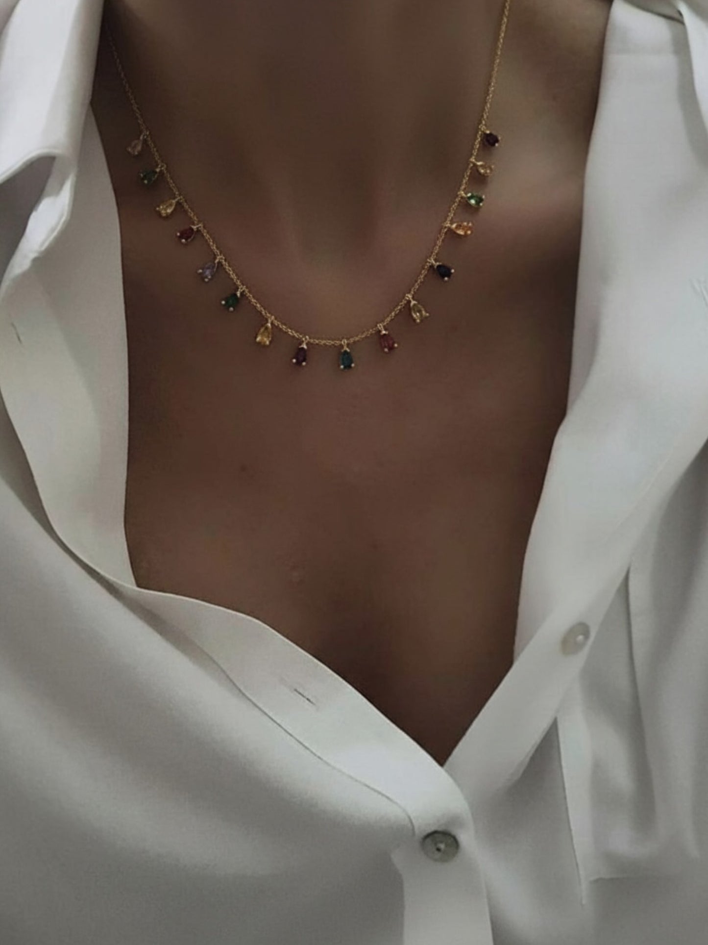 Ασημένιο Κολιέ Rainbow Drops