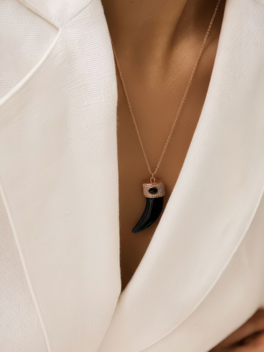 Ασημένιο Κολιέ Black Horn