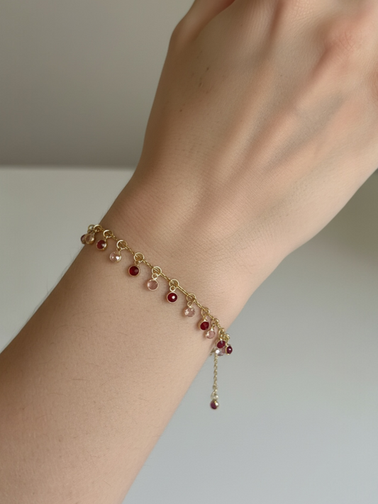 Ασημένιο Βραχιόλι Red Drops